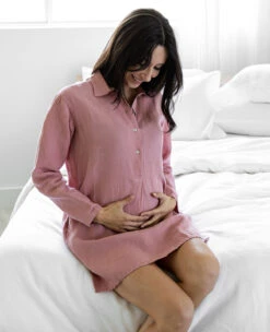 Henna Linen Nightshirt - XSMALL LEFT -Home Textiles Shop 100 LinenNightshirtHenna3