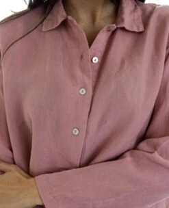 Henna Linen Nightshirt - XSMALL LEFT -Home Textiles Shop 100 LinenNightshirtHenna5