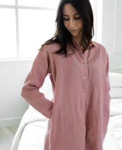 Henna Linen Nightshirt - XSMALL LEFT -Home Textiles Shop 100 LinenNightshirtHenna6