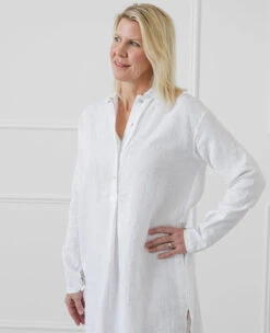 100% Linen Nightshirt White -Home Textiles Shop 100 LinenNightshirtWhite1