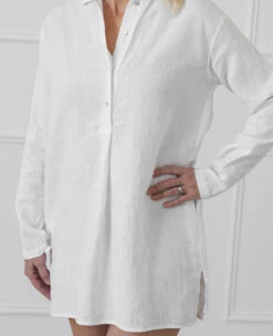 100% Linen Nightshirt White -Home Textiles Shop 100 LinenNightshirtWhite2