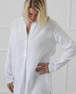 100% Linen Nightshirt White -Home Textiles Shop 100 LinenNightshirtWhite3