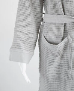 Washed Cotton/Bamboo Waffle Robe Silver -Home Textiles Shop 3T0A1764