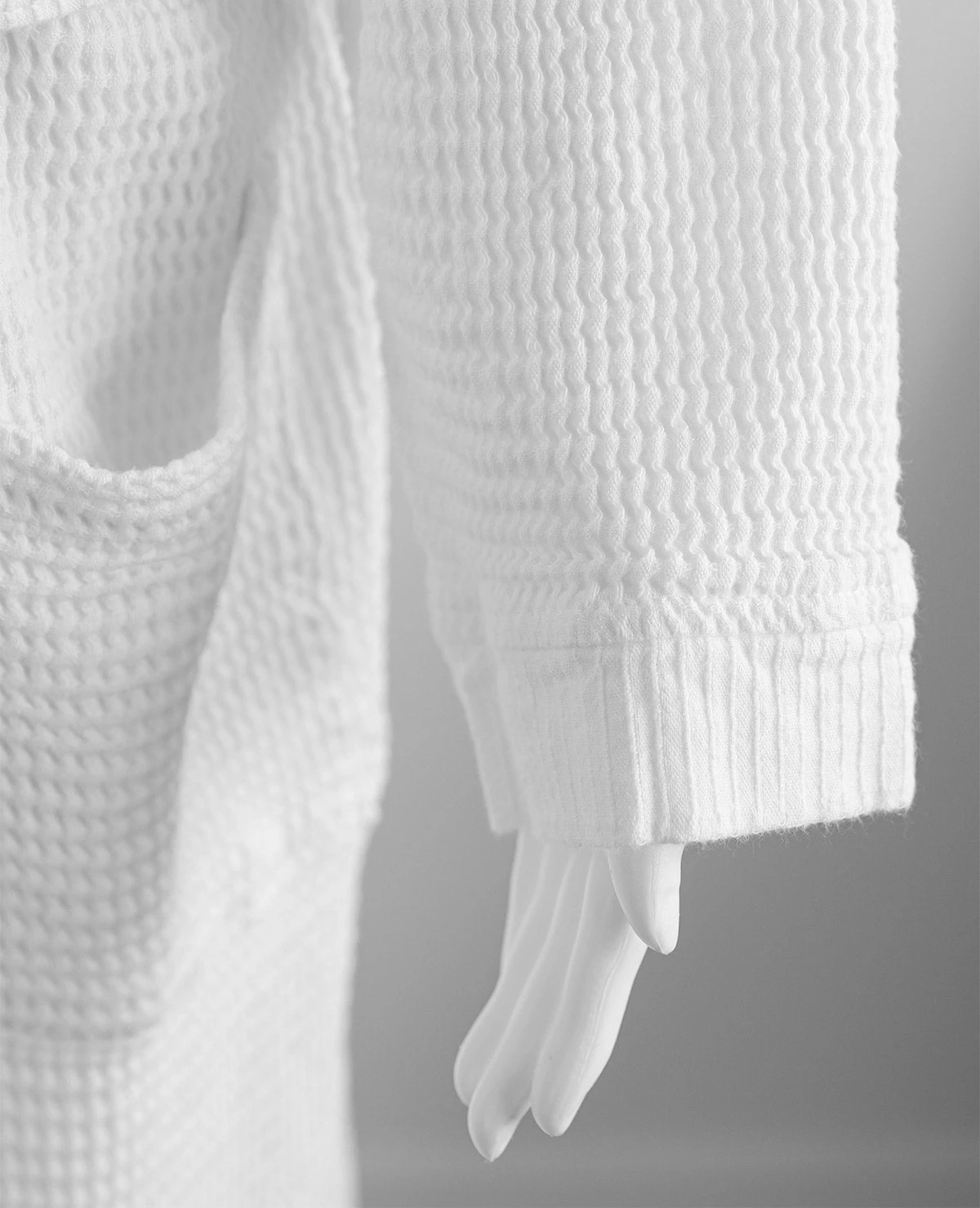 Washed Cotton/Bamboo Waffle Robe White 10 Washed Cotton/Bamboo Waffle Robe White - Image 8