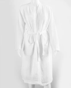Washed Cotton/Bamboo Waffle Robe White 16 Washed Cotton/Bamboo Waffle Robe White -Home Textiles Shop 3T0A1985