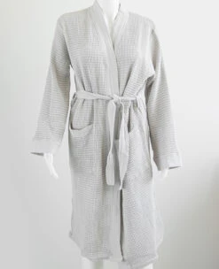 Washed Cotton/Bamboo Waffle Robe Silver -Home Textiles Shop 3T0A1996