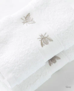 Bee Embroidered Guest Towel -Home Textiles Shop BeeEmbroideredGuestTowelGrey