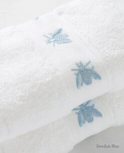 Bee Embroidered Guest Towel -Home Textiles Shop BeeEmbroideredGuestTowelswedishblue