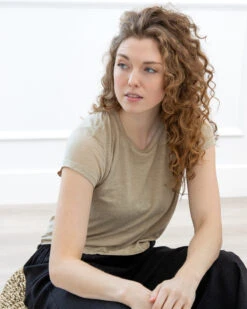 Velvet Casey Linen Knit T-Shirt Biscuit