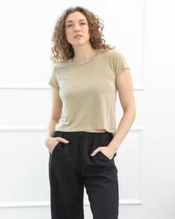 Velvet Casey Linen Knit T-Shirt Biscuit -Home Textiles Shop Casey Linen Knit T Shirt Biscuit2