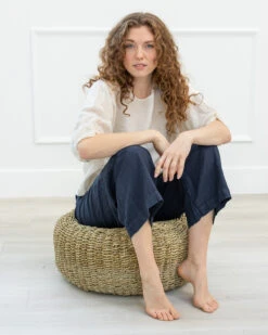 Velvet Cass Puff Sleeve Linen Shirt