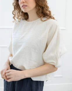 Velvet Cass Puff Sleeve Linen Shirt 21 Velvet Cass Puff Sleeve Linen Shirt -Home Textiles Shop Cass Puff Sleeve Linen Shirt6