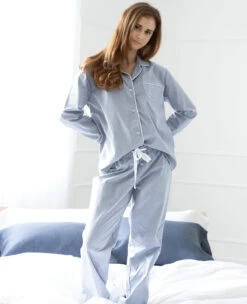 Washed Chambray Blue PJ -Home Textiles Shop Chambray PJ Set Blue White 4