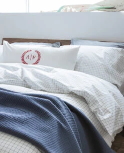 Chase Check Navy Sheet Set - QUEEN LEFT