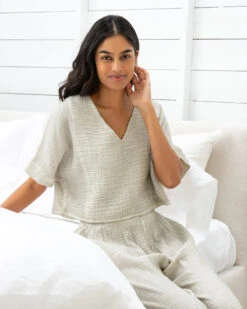 Crinkle Crop Top Natural -Home Textiles Shop Crinkle Crop Top Natural2