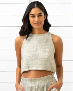 Crinkle Keyhole Tank Natural