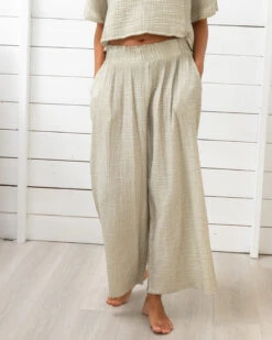 Crinkle Palazzo Pants Natural -Home Textiles Shop Crinkle Palazzo Pants Natural5