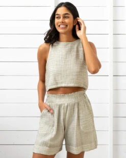 Crinkle Relaxed Shorts Natural -Home Textiles Shop Crinkle Relaxed Shorts Natural3