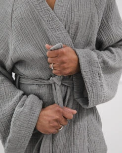 Crinkle Cotton Grey Kimono