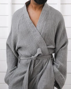 Crinkle Cotton Grey Kimono -Home Textiles Shop CrinkleCottonGreyKimono3
