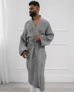 Crinkle Cotton Grey Kimono -Home Textiles Shop CrinkleCottonGreyKimono4