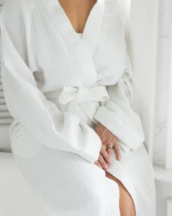 Crinkle Cotton White Kimono -Home Textiles Shop CrinkleCottonWhiteKimono8