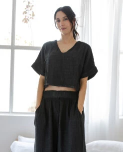 Crinkle Crop Top Black -Home Textiles Shop CrinkleTopBlack4