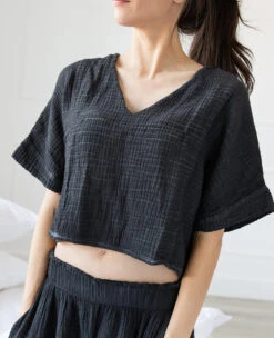 Crinkle Crop Top Black -Home Textiles Shop CrinkleTopBlack7