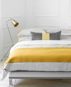 Duet Cotton Sateen Grey/Milk -Home Textiles Shop Duet Cotton Sateen Grey and Mustard 4