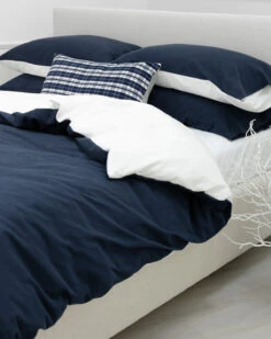 Duet Flannel Navy/White -Home Textiles Shop Duet Flannel Navy White2