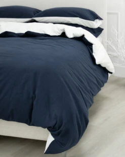 Duet Flannel Navy/White -Home Textiles Shop Duet Flannel Navy White3