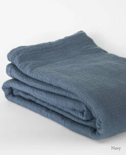 Washed Cotton Blankets -Home Textiles Shop Easy Living Blanket Navy