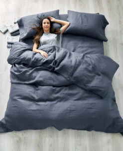 Washed 100% Linen Navy