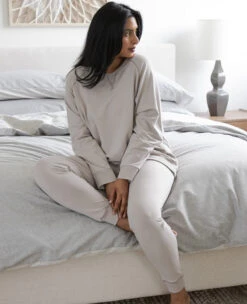 The After Work Sweatshirt Stone 14 The After Work Sweatshirt Stone -Home Textiles Shop EasyLivingBamboo CottonSweatshirtStone9