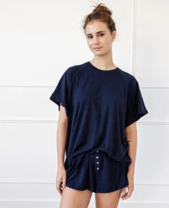 Ultra Soft Sleep Tee Navy -Home Textiles Shop EasyLivingBambooSleepTeeNavy1