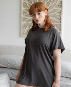 Ultra Soft Sleep Tee Coal -Home Textiles Shop EasyLivingBambooSleepTeeOffBlack1