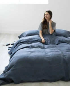 Washed 100% Linen Navy -Home Textiles Shop EasyLivingWashedLinenNavy3