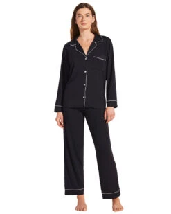 Eberjey Gisele Long PJ Set Black -Home Textiles Shop GiseleLongPJSetBlack2
