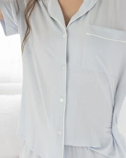 Eberjey Gisele Short PJ Set Ice Blue -Home Textiles Shop GiseleShortPJSetIceBlue7