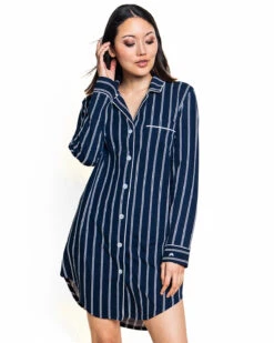 Grant Pima Cotton Jersey Nightshirt -Home Textiles Shop Grant Pinstripe Pima Cotton Jersey Nightshirt 1