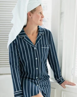 Grant Pima Cotton Jersey Nightshirt -Home Textiles Shop GrantPinstripeJerseyNightshirt2