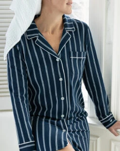 Grant Pima Cotton Jersey Nightshirt -Home Textiles Shop GrantPinstripeJerseyNightshirt3
