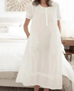 Helene Cotton Nightgown -Home Textiles Shop HelenShortSleeveEmbroideryNightgown3