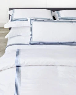 Italian 5-Line Embroidery Blue/White -Home Textiles Shop Italian 5 Line Embroidery2