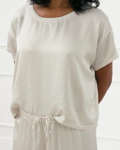 Kit Silky Soft Satin Tee -Home Textiles Shop Kit Satin Tee Cream2