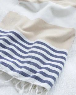 Ladon Fouta Beige/Navy -Home Textiles Shop LadonFoutaBeige Navy3