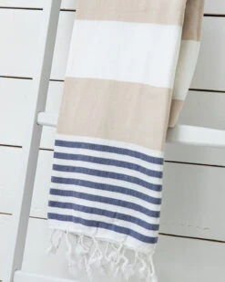 Ladon Fouta Beige/Navy -Home Textiles Shop LadonFoutaBeige Navy4