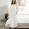 Lauren Cotton Nightgown -Home Textiles Shop Lauren Embroidered 3 4 Sleeve Cotton Nightgown 2