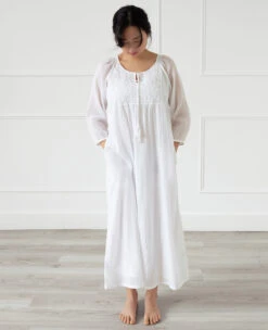 Lauren Cotton Nightgown -Home Textiles Shop Lauren Embroidered Cotton Nightgown4