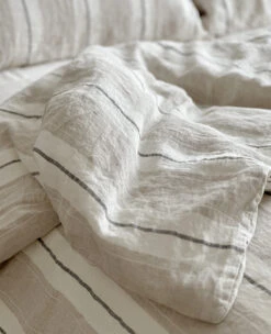 Washed Linen Stripe Flax/Granite -Home Textiles Shop LavatoStripeFlax Granite1